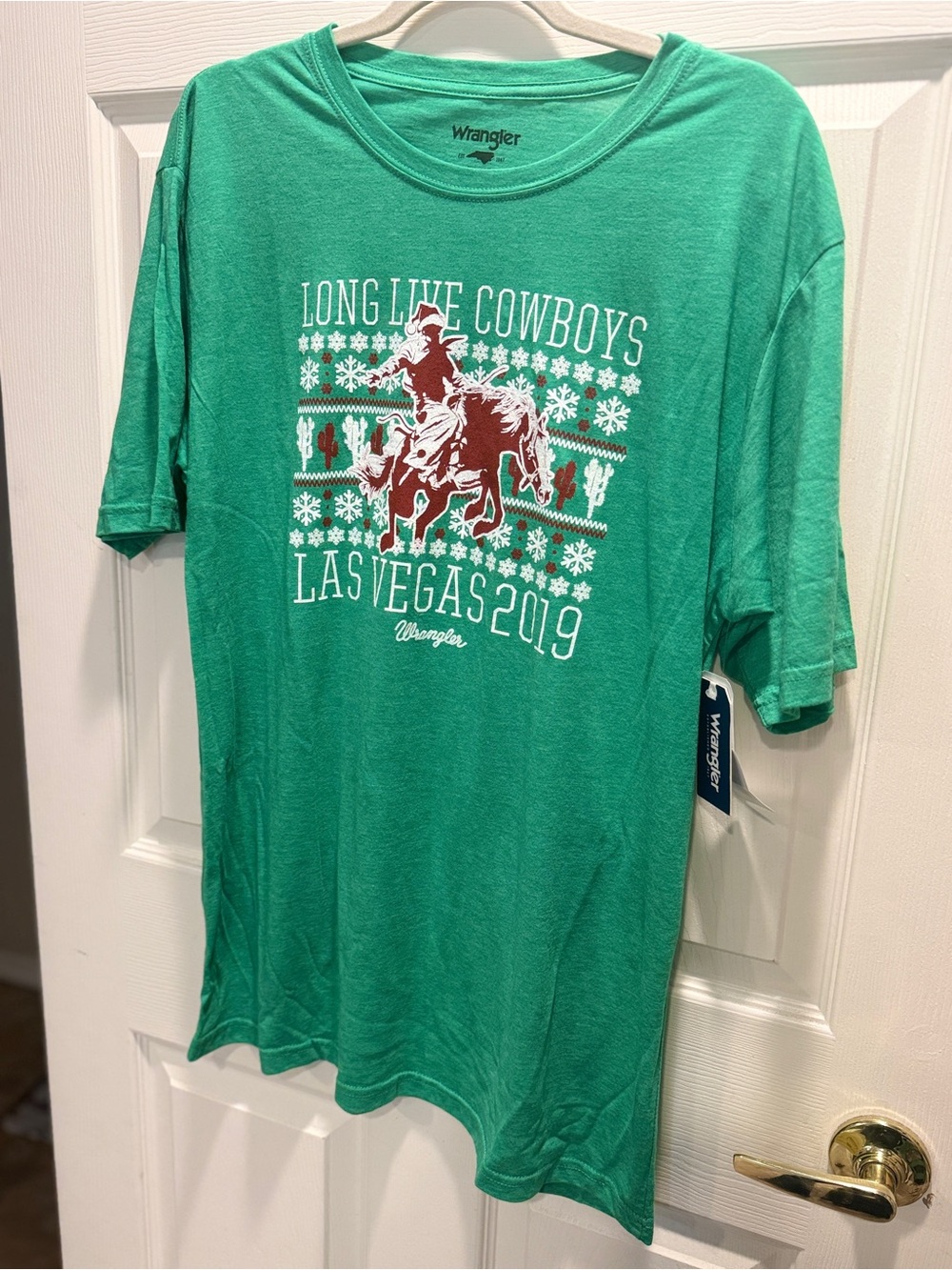 Wrangler NWT Long Live Cowboys Las Vegas 2019 NFR Graphic T-Shirt XL Green - Picture 3 of 8